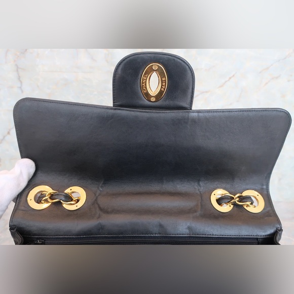 Authentic CHANEL single flap classic matelasse 30 medium 24k gold vintage bag - Picture 4 of 15